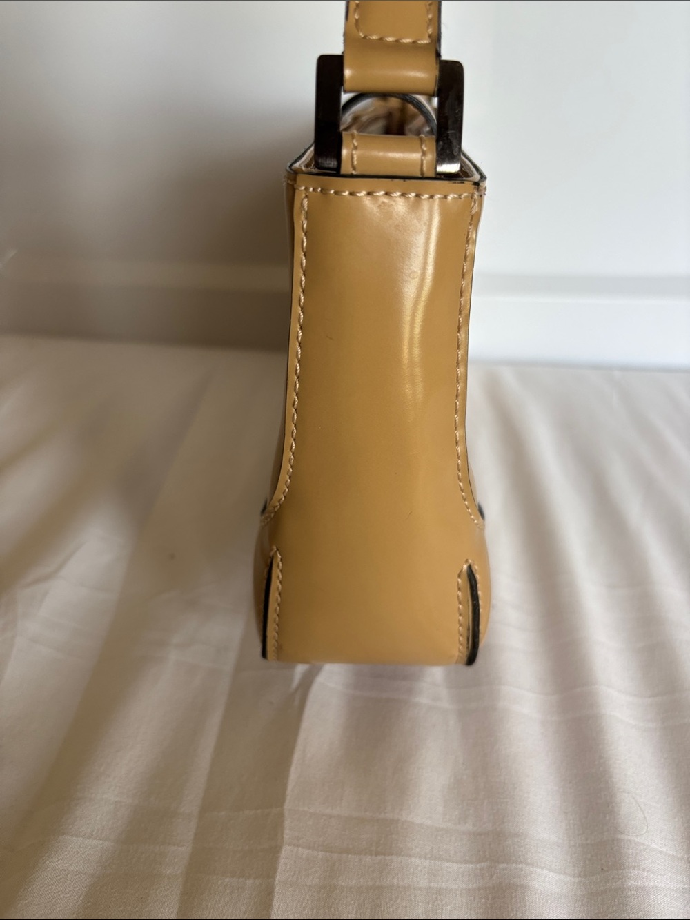Guess Patent Leather Y2K Shoulder Bag Tan - Picture 6 of 13